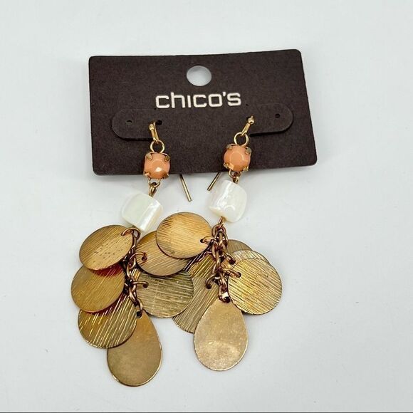 Nwt Chico's gold chandelier coin style earrings jingle sound - Picture 1 of 4